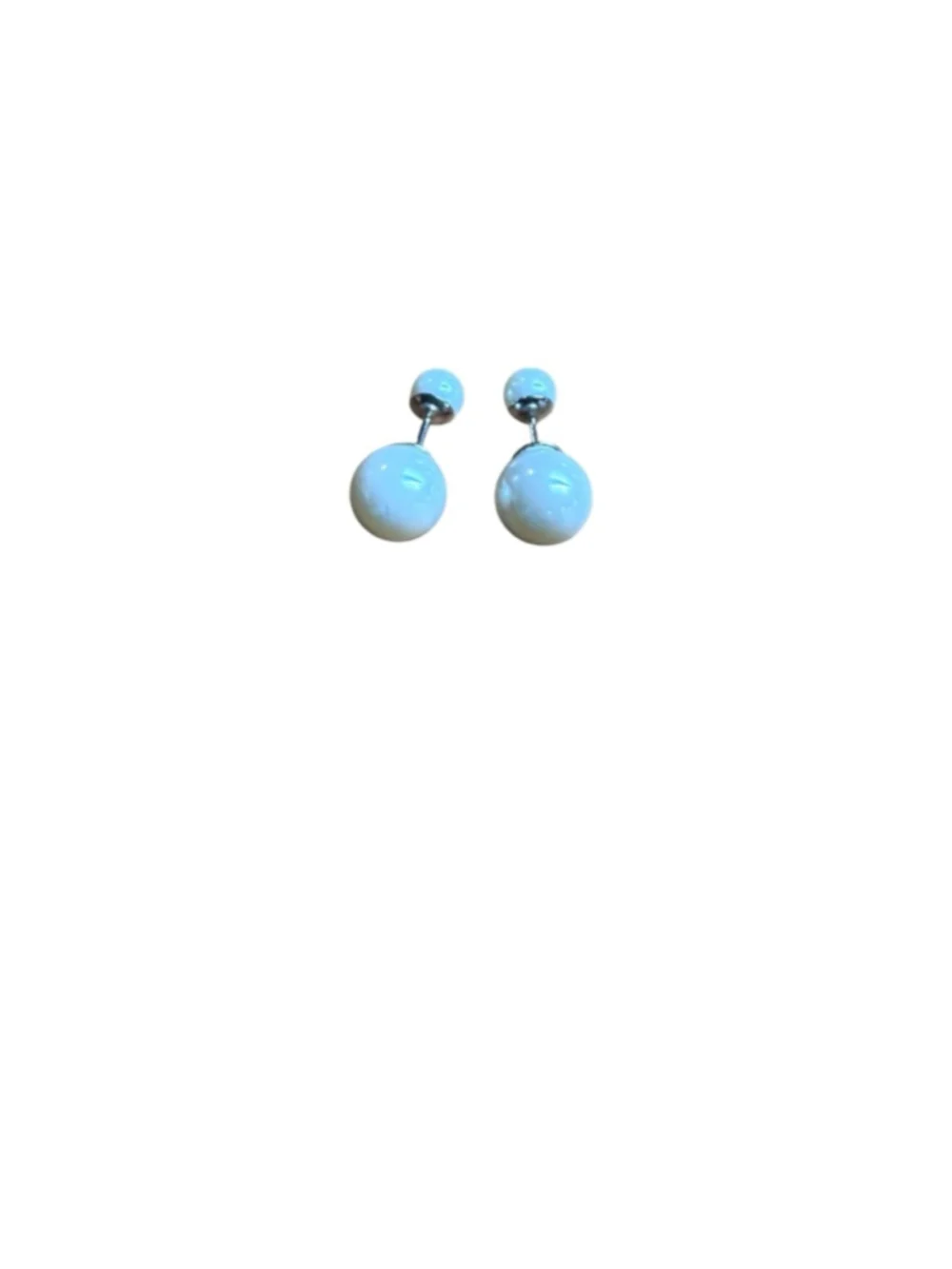 Women's White Pearl Double Sided Earrings One Size
